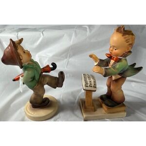 Goebel Hummel Figurines Happy Traveler 109 & Band Leader 129 W Germany Lot of 2